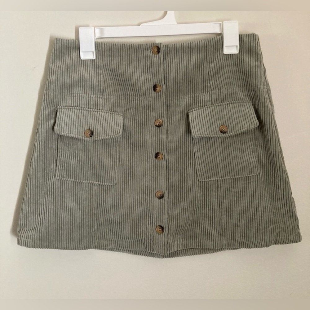 Altar'd State Olive Corduroy Mini Skirt Size Medium